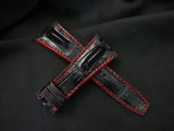 BLACK CROCODILE HORNBACK LEATHER STRAP