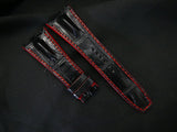 BLACK CROCODILE HORNBACK LEATHER STRAP