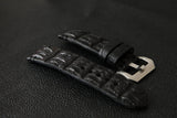 BLACK CROCODILE HORNBACK LEATHER STRAP - Lac Crado BLACK CROCODILE HORNBACK LEATHER STRAP - Lac Crado 