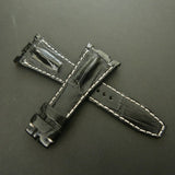 BLACK CROCODILE HORNBACK LEATHER STRAP