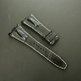 BLACK CROCODILE HORNBACK LEATHER STRAP