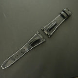 BLACK CROCODILE HORNBACK LEATHER STRAP