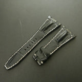 BLACK CROCODILE HORNBACK LEATHER STRAP