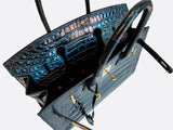 BLACK HANDMADE GENUINE CROCODILE HANDBAG