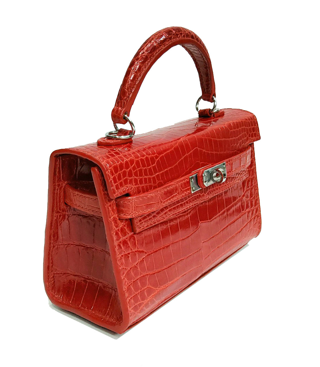 RED HANDMADE GENUINE CROCODILE BAG