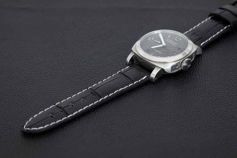 BLACK CROCODILE BELLY LEATHER STRAP - Lac Crado 