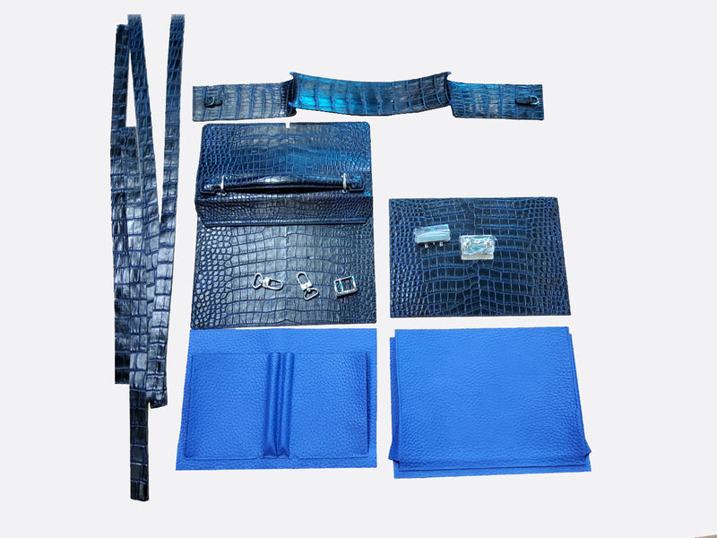 BLACK HANDMADE GENUINE CROCODILE LAPTOP BAG