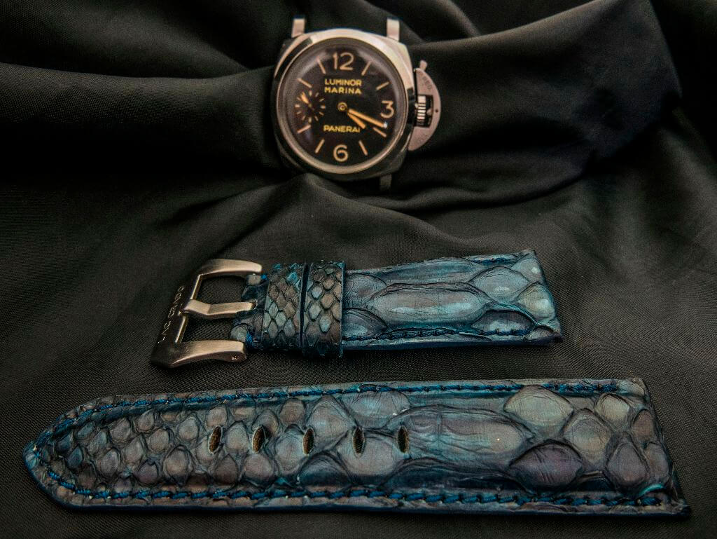 BLUE PYTHON LEATHER STRAP - Lac Crado 