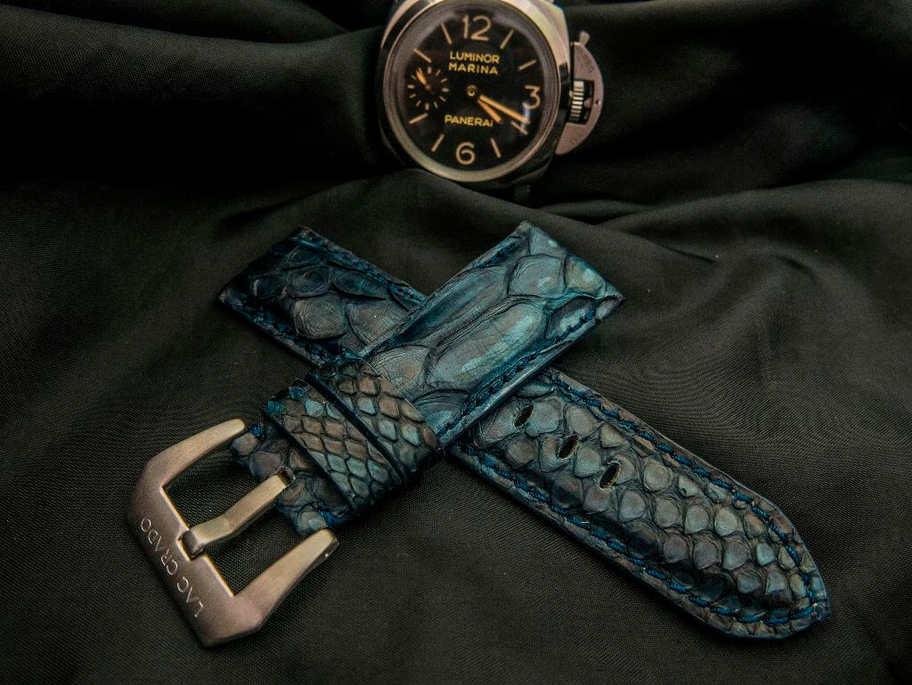 BLUE PYTHON LEATHER STRAP - Lac Crado 