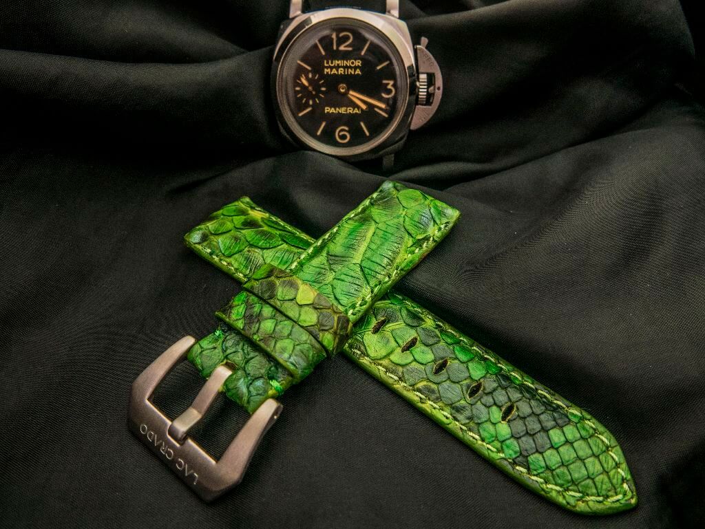 GREEN PYTHON LEATHER STRAP - Lac Crado 