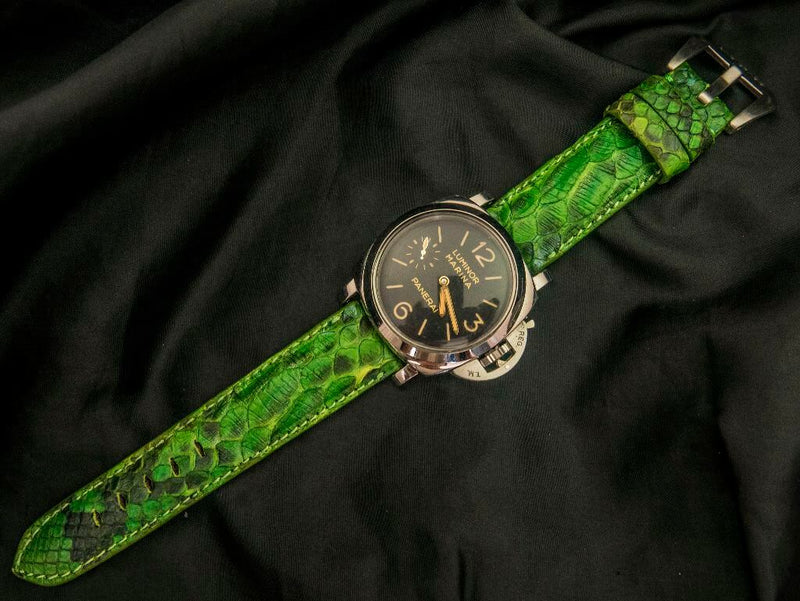 GREEN PYTHON LEATHER STRAP - Lac Crado 