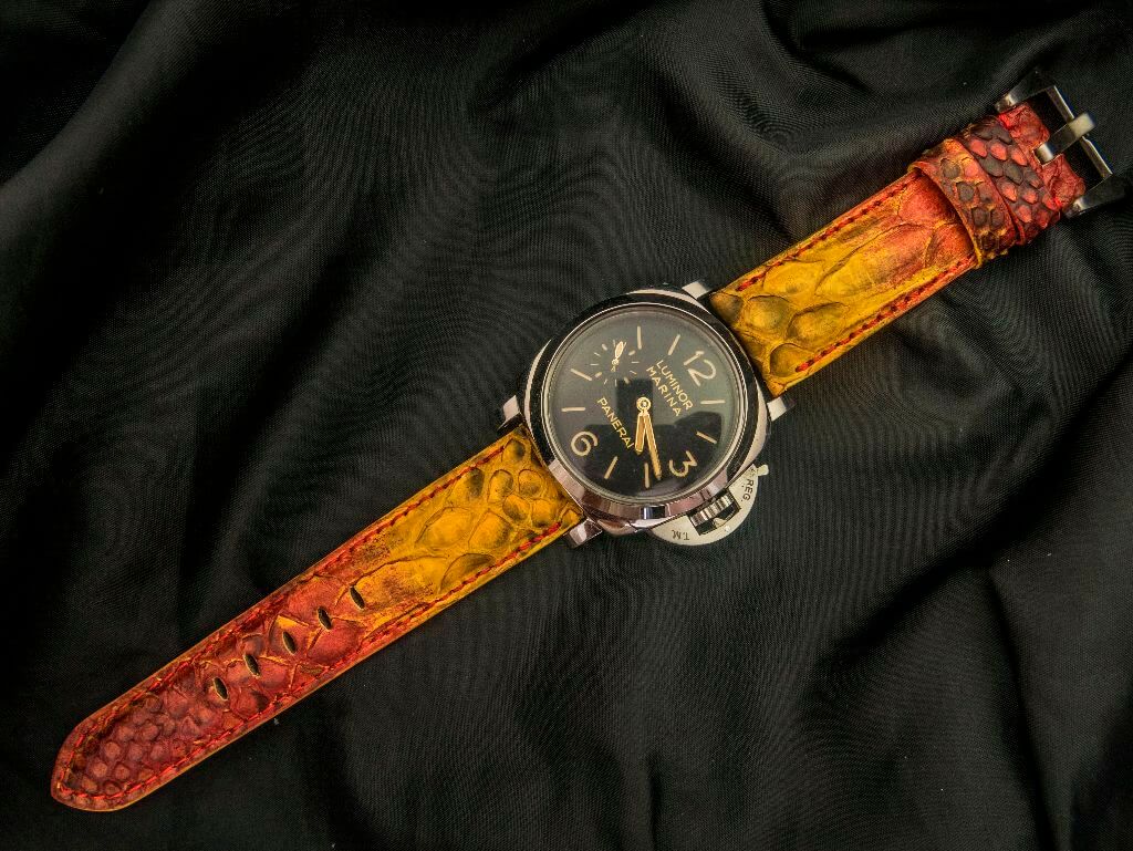 RED&YELLOW PYTHON LEATHER STRAP - Lac Crado 
