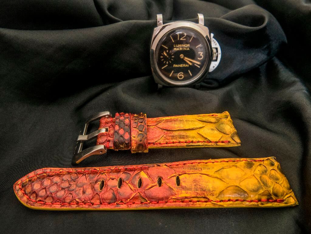 RED&YELLOW PYTHON LEATHER STRAP - Lac Crado 