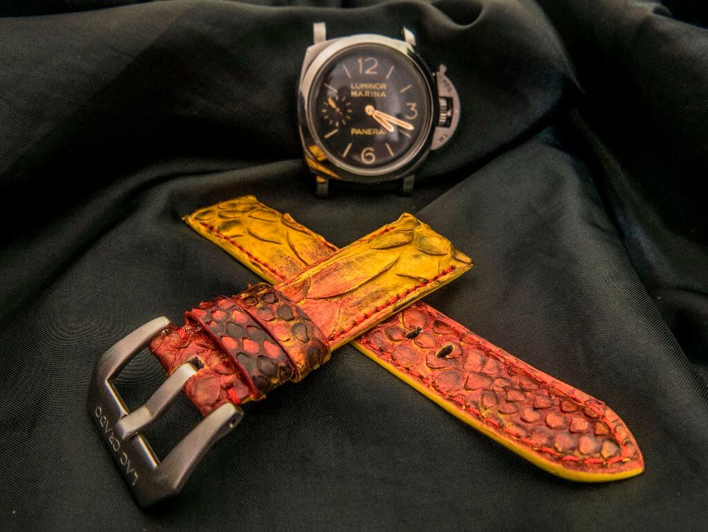 RED&YELLOW PYTHON LEATHER STRAP - Lac Crado 