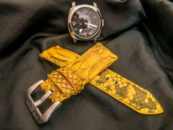 YELLOW PYTHON LEATHER STRAP - Lac Crado 