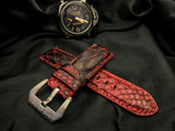 BLACK&RED PYTHON LEATHER STRAP - Lac Crado 