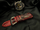 BLACK&RED PYTHON LEATHER STRAP - Lac Crado 