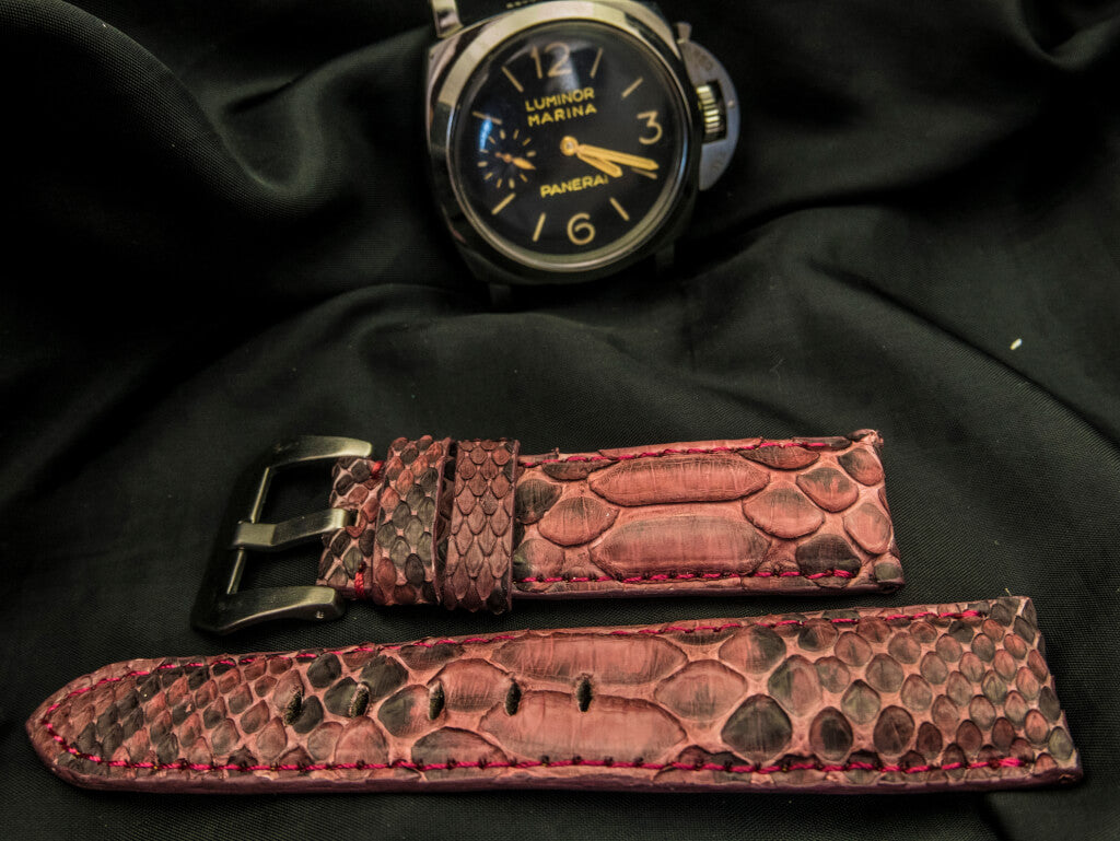 PINK PYTHON LEATHER STRAP - Lac Crado 