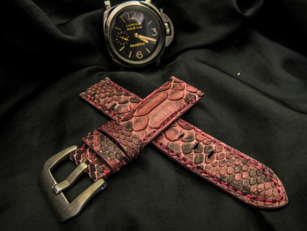 PINK PYTHON LEATHER STRAP - Lac Crado 