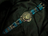 BLACK&BLUE CROCODILE HORNBACK LEATHER STRAP - Lac Crado 