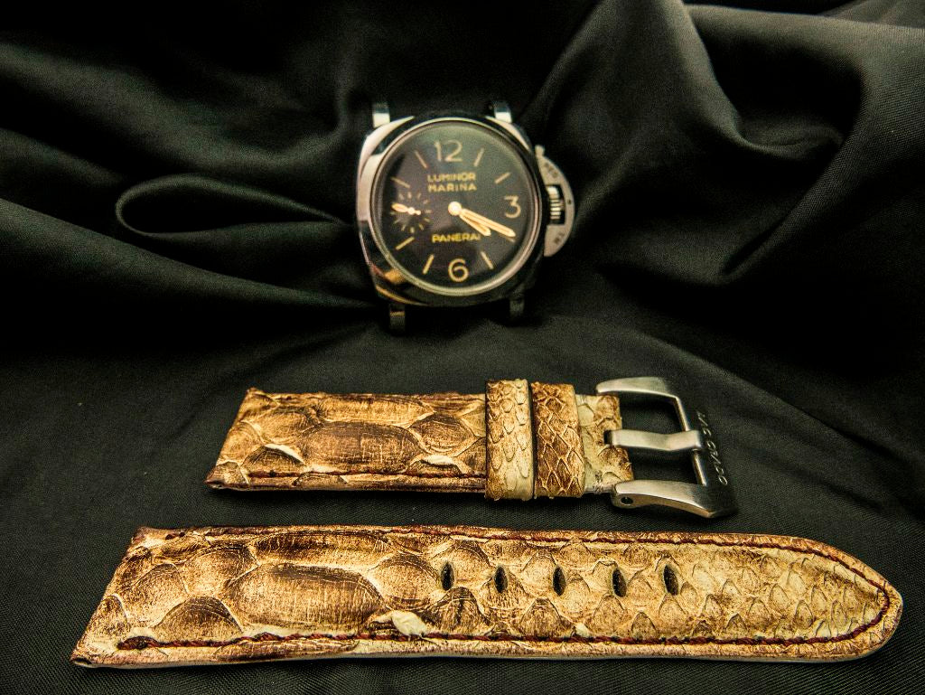 BEIGE PYTHON LEATHER STRAP - Lac Crado 