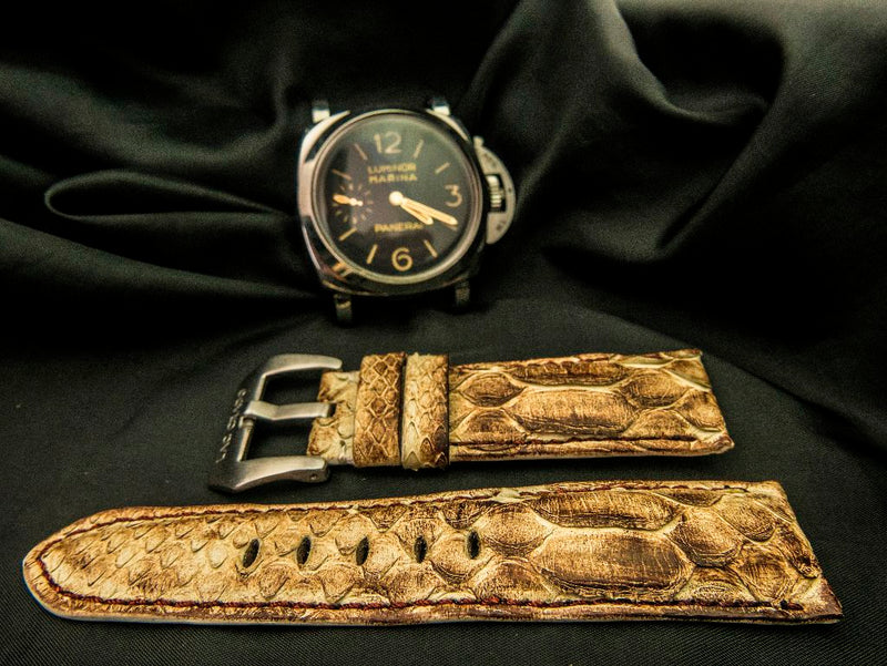 BEIGE PYTHON LEATHER STRAP - Lac Crado 