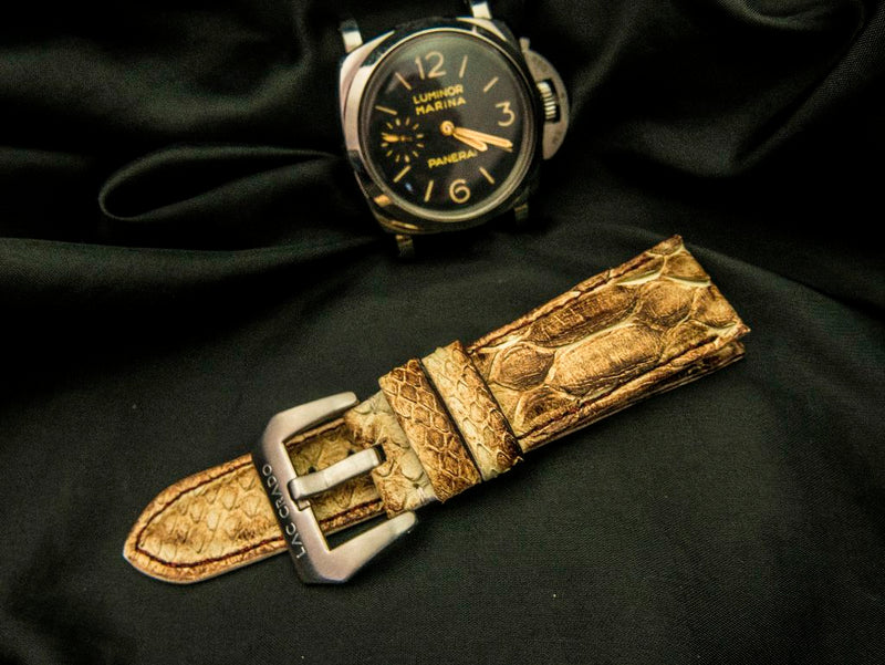 BEIGE PYTHON LEATHER STRAP - Lac Crado 