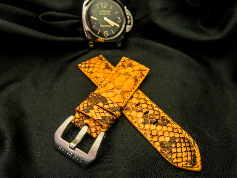 YELLOW PYTHON LEATHER STRAP - Lac Crado 