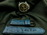 BLUE OSTRICH LEATHER STRAP - Lac Crado 