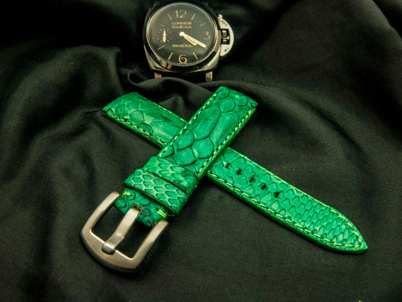 GREEN PYTHON LEATHER STRAP - Lac Crado 