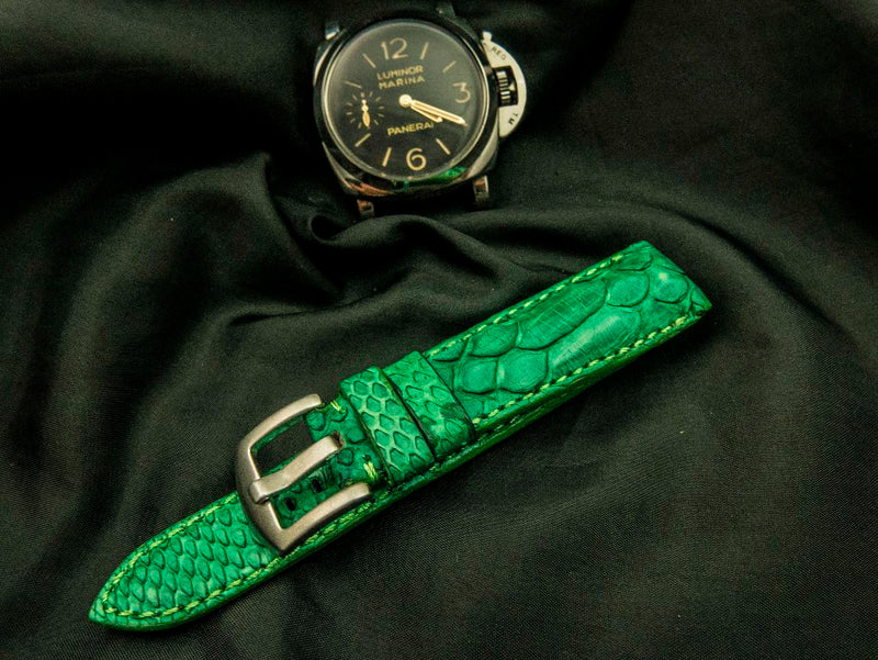 GREEN PYTHON LEATHER STRAP - Lac Crado 