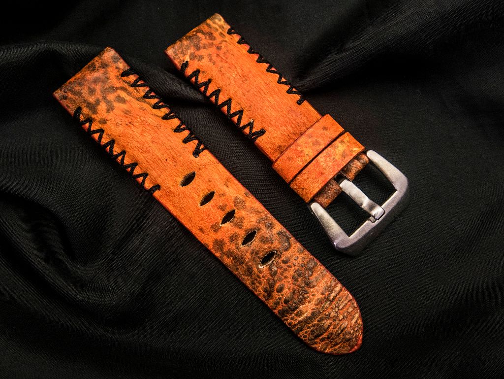 ORANGE TOAD LEATHER STRAP - Lac Crado 