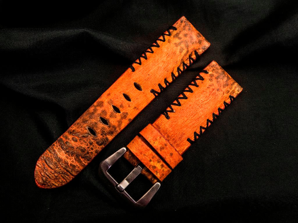 ORANGE TOAD LEATHER STRAP - Lac Crado 