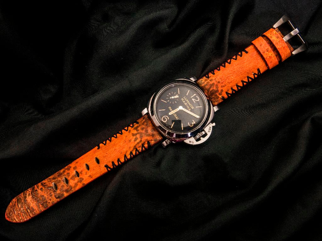 ORANGE TOAD LEATHER STRAP - Lac Crado 