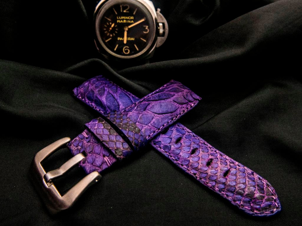 PURPLE PYTHON LEATHER STRAP - Lac Crado 