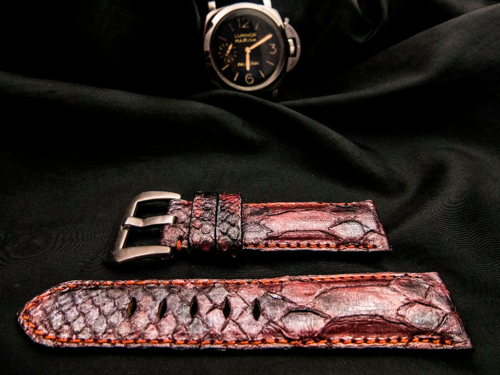 PINK PYTHON LEATHER STRAP - Lac Crado 