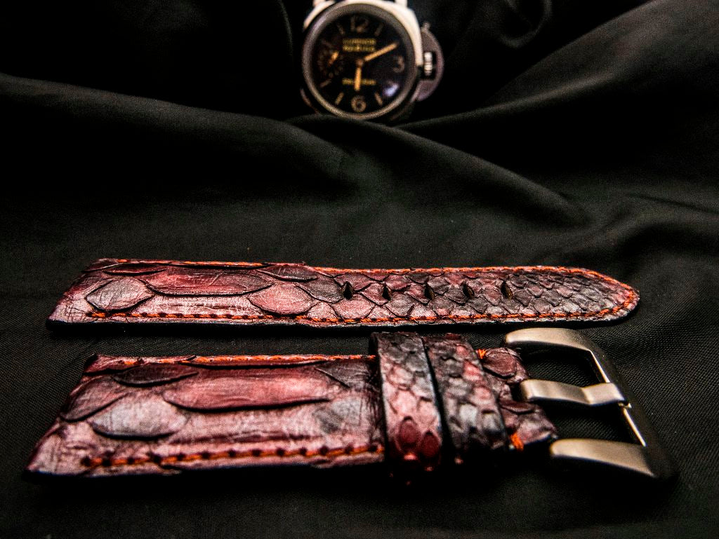 PINK PYTHON LEATHER STRAP - Lac Crado 
