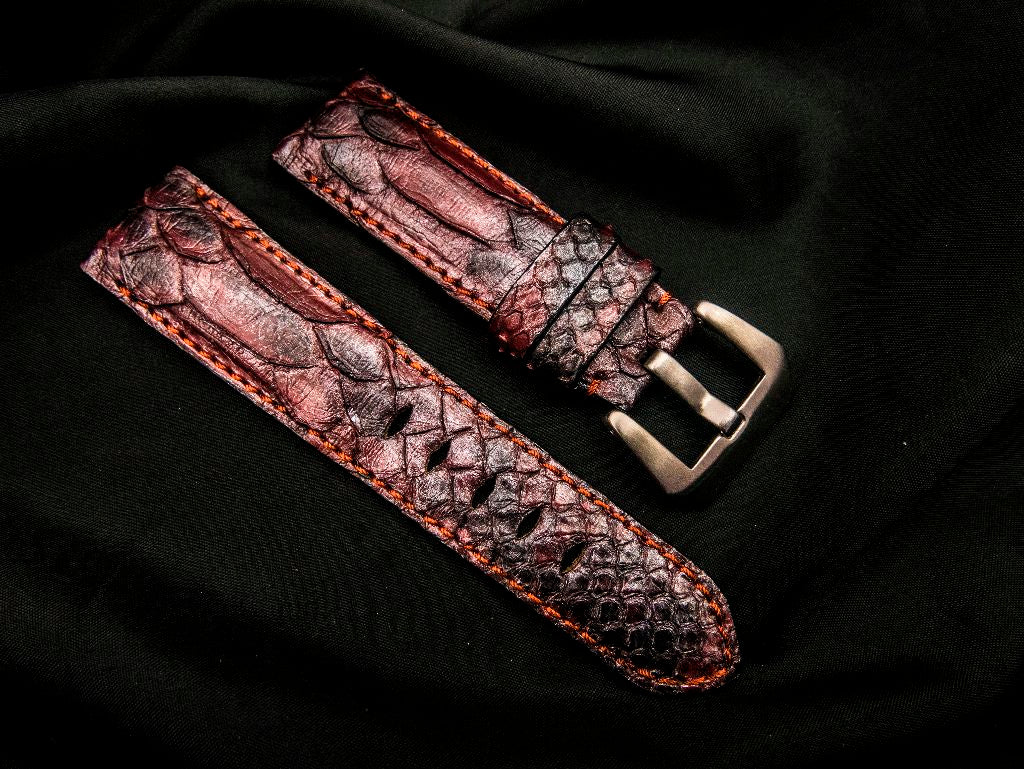 PINK PYTHON LEATHER STRAP - Lac Crado 