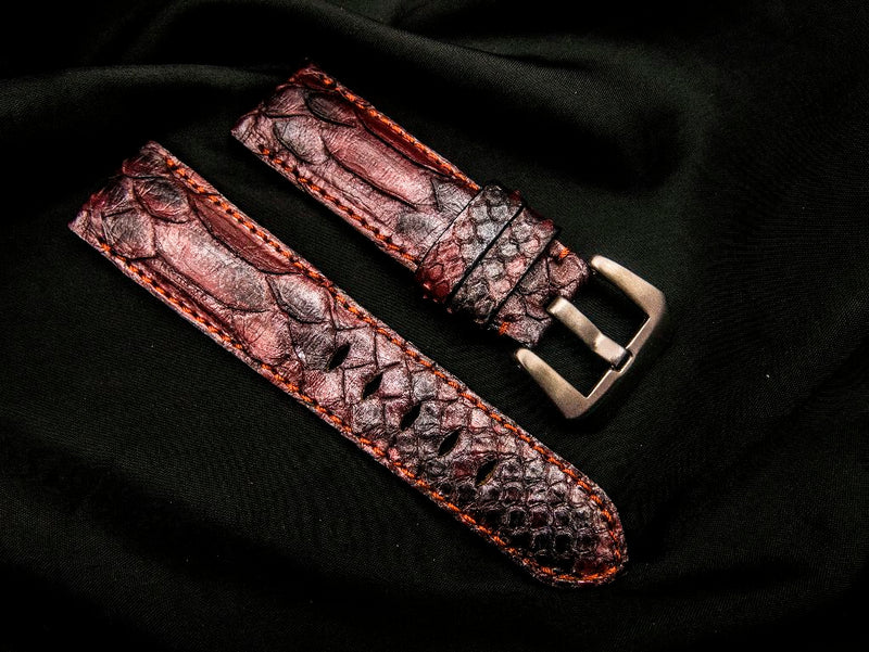 PINK PYTHON LEATHER STRAP - Lac Crado 