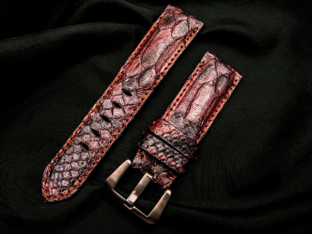 PINK PYTHON LEATHER STRAP - Lac Crado 