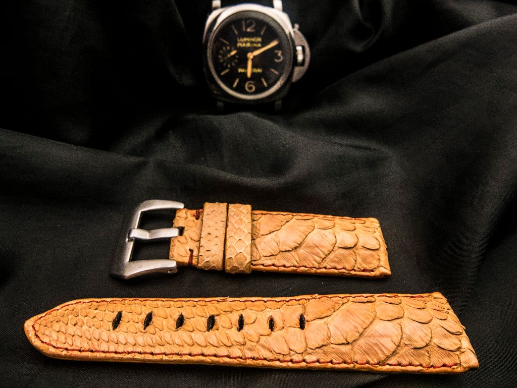 ORANGE PYTHON LEATHER STRAP - Lac Crado 