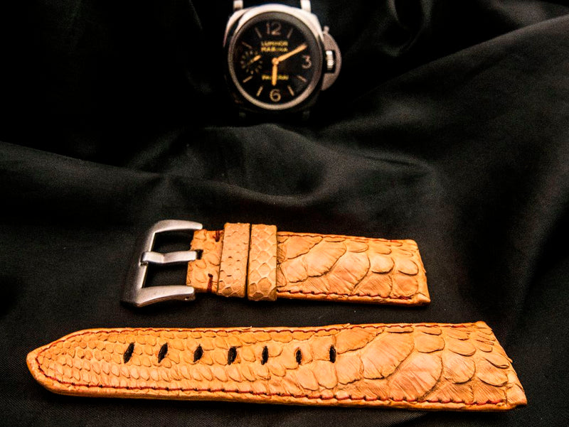 ORANGE PYTHON LEATHER STRAP - Lac Crado 