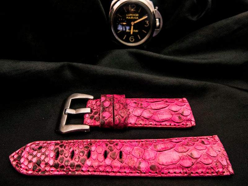 PINK PYTHON LEATHER STRAP - Lac Crado 