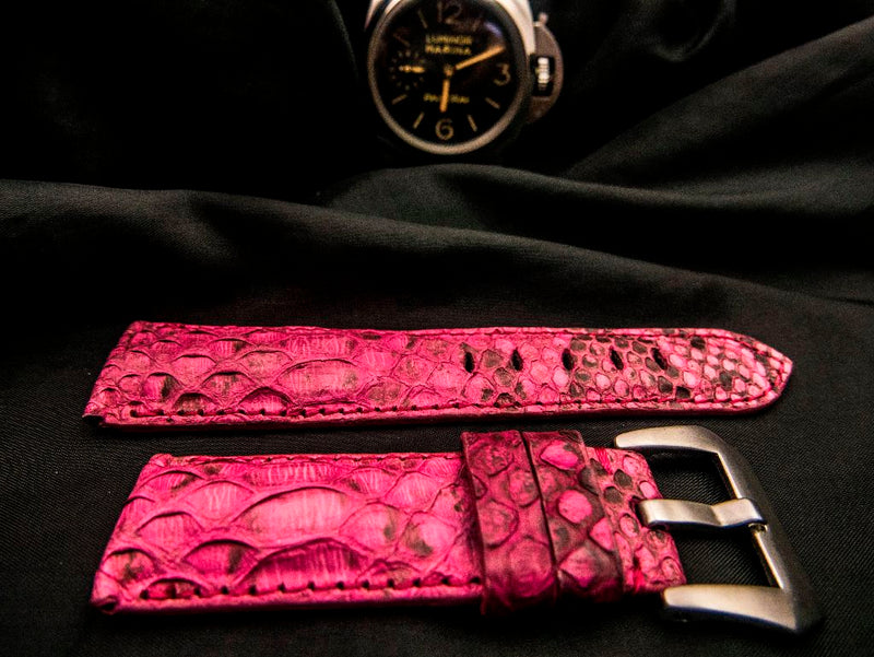 PINK PYTHON LEATHER STRAP - Lac Crado 