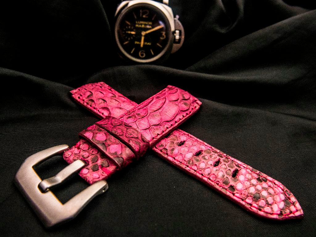 PINK PYTHON LEATHER STRAP - Lac Crado 