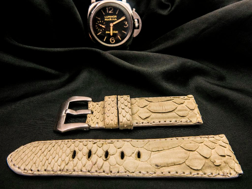 WHITE PYTHON LEATHER STRAP - Lac Crado 