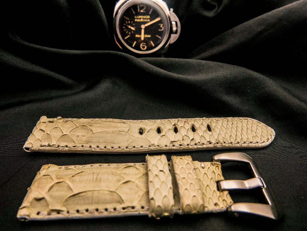 WHITE PYTHON LEATHER STRAP - Lac Crado 