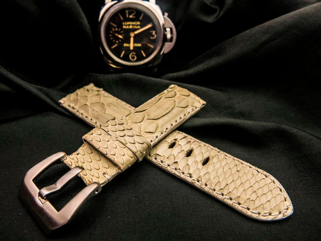 WHITE PYTHON LEATHER STRAP - Lac Crado 