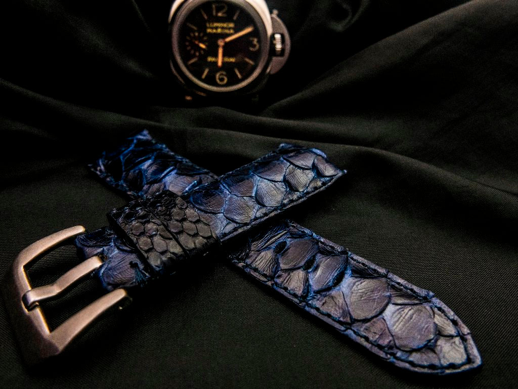 BLUE PYTHON LEATHER STRAP - Lac Crado 