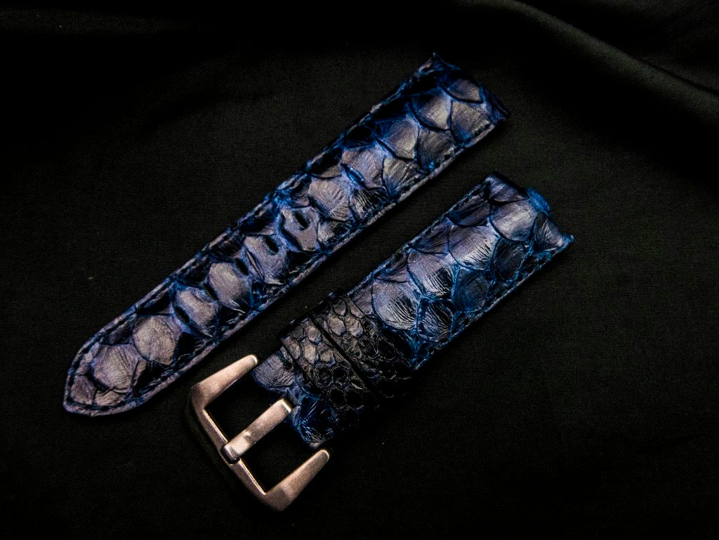 BLUE PYTHON LEATHER STRAP - Lac Crado 
